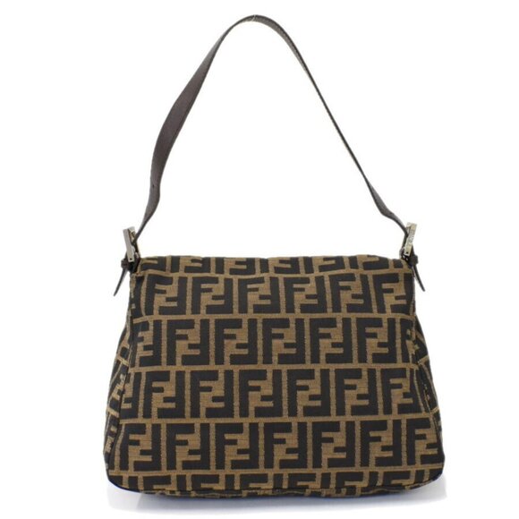 Authentic FENDI Mamma Zucca Bucket Baguette Tan Tobacco Flap Bag Purse Shoulder - Picture 3 of 15
